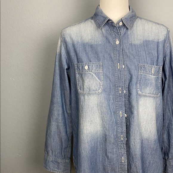 Uniqlo Denim Cotton Button Down Blouse - Picture 2 of 9